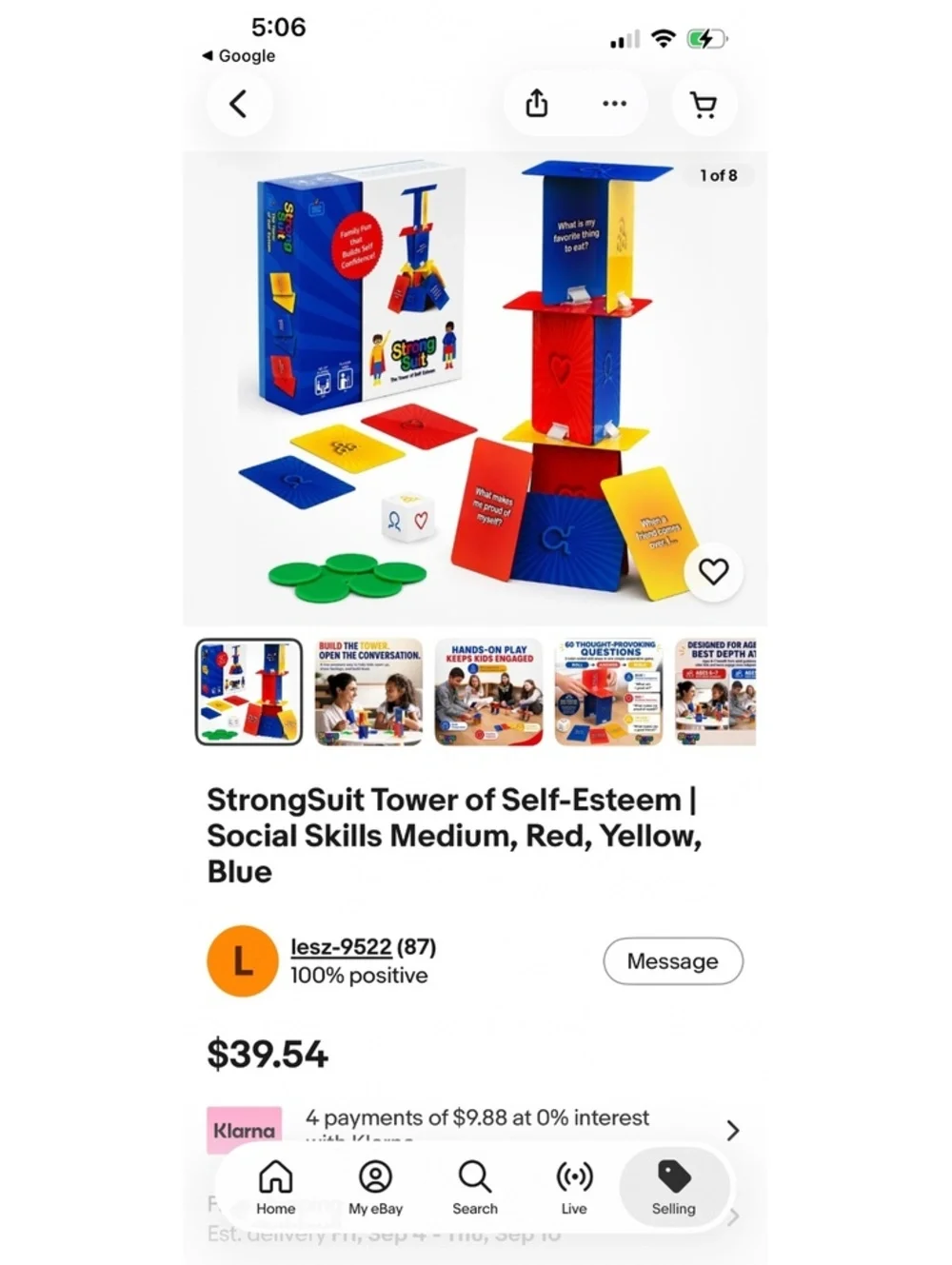 Strong Suit The Tower of Self Esteem Social Skills Game Medium Red Yellow Blue